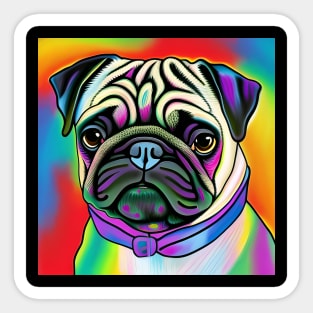 Pug Dog Rainbow Painting Sticker